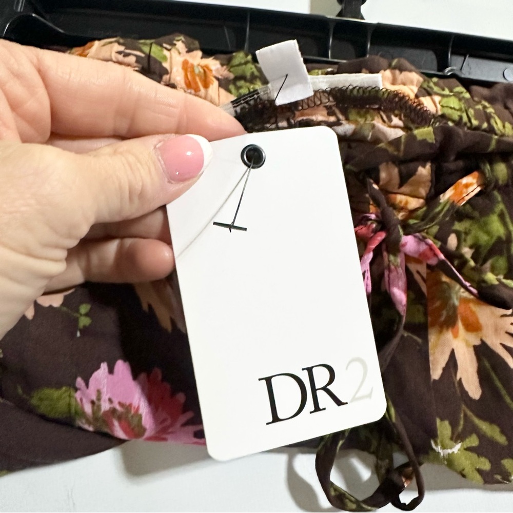 DR2 Brown Floral Paperbag Shorts with Drawstring Size L - NWT - Picture 7 of 7